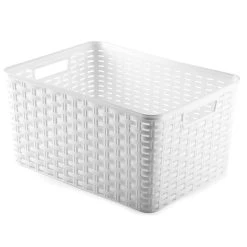 Forte Plastics Opbergmand - Gevlochten - Kunststof - Wit 38x28x19 Cm