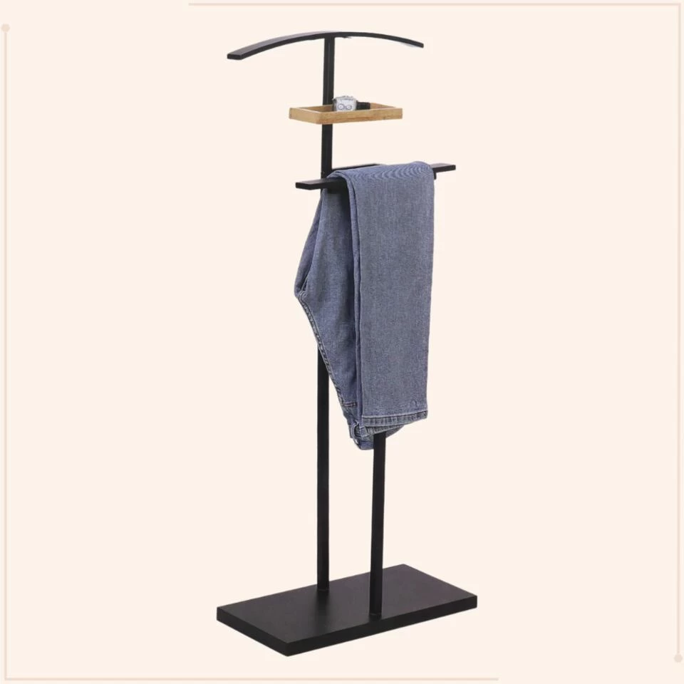 MISOU Dressboy Kledingstandaard Kledinghouder Zwart 114 Cm Bamboe En Metaal - Afbeelding 2