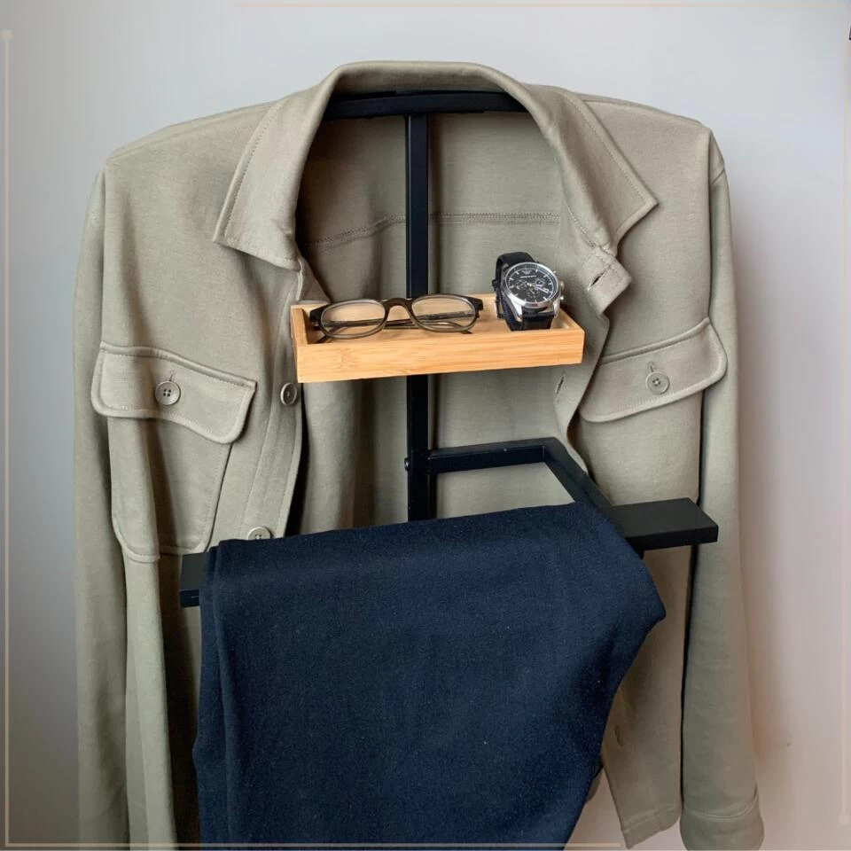 MISOU Dressboy Kledingstandaard Kledinghouder Zwart 114 Cm Bamboe En Metaal - Afbeelding 4