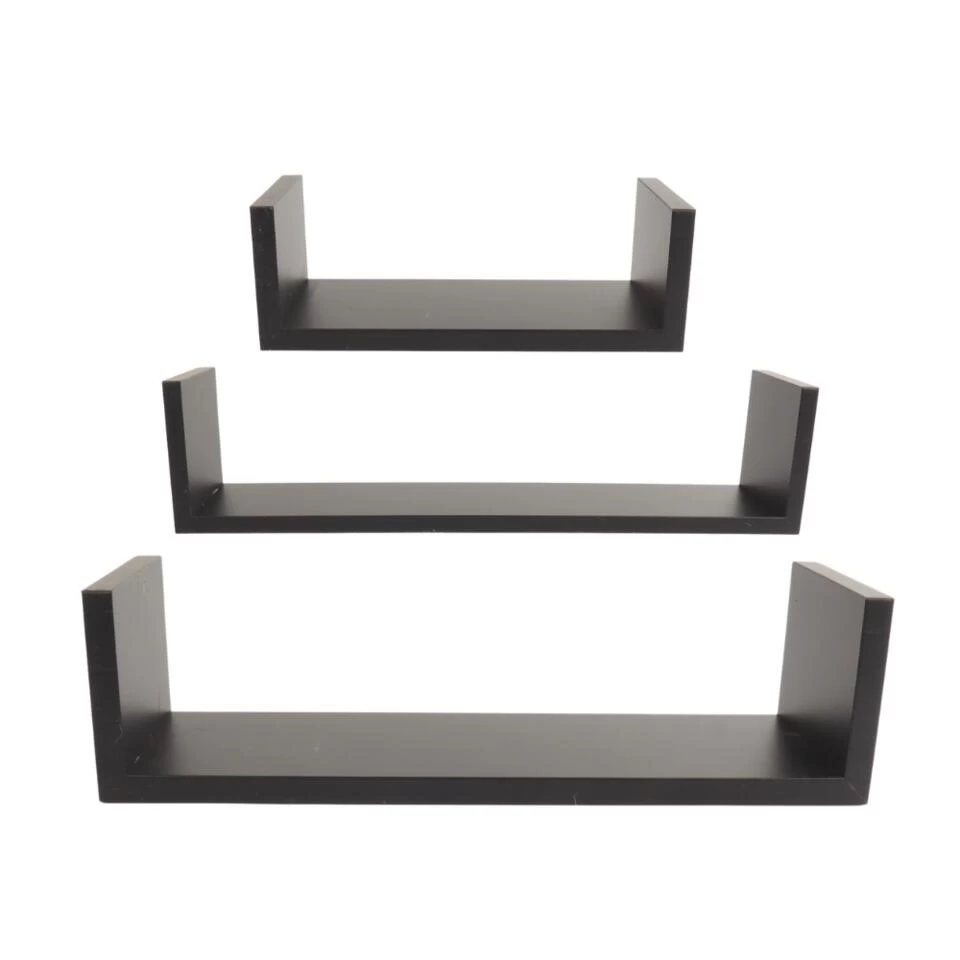 Orange85 Zwarte Wandplanken Keuken Woonkamer Zwevend Muurplank 3 Maten MDF