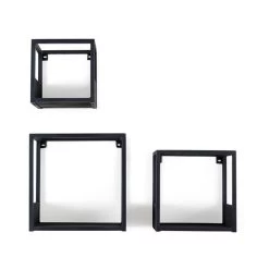 Multifurn - Set Van 3 Industriële Wandplanken - Mango Hout Zwart