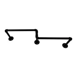 QUVIO Kledingrek Wandmontage Industrieel - Metaal - Zwart