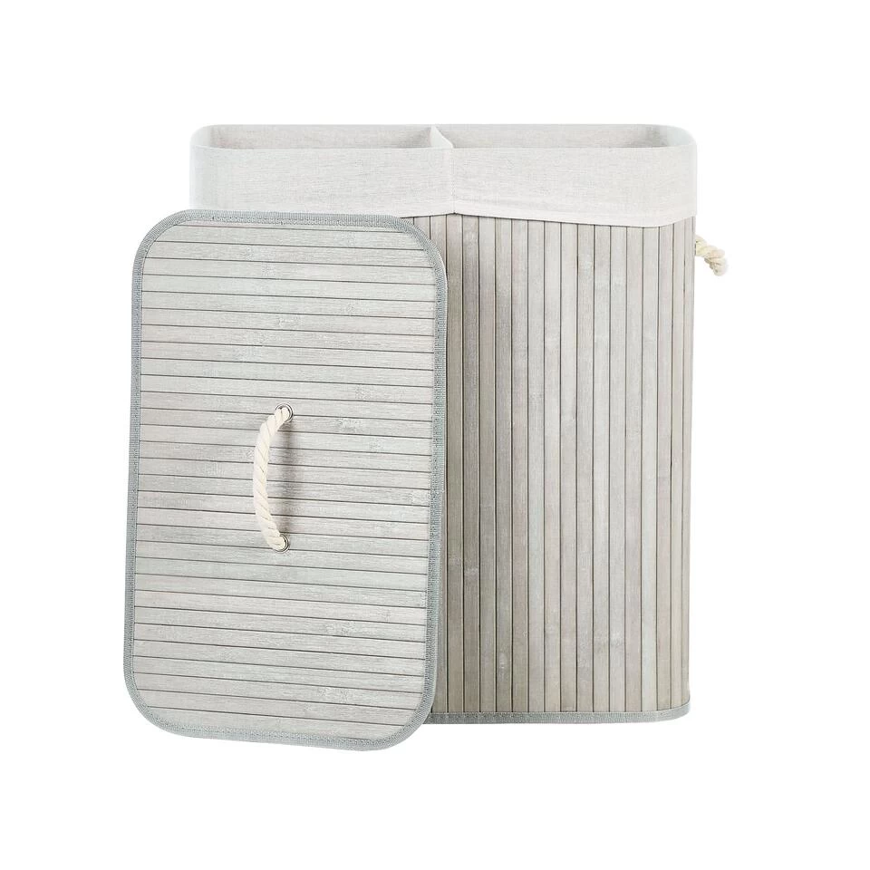 Beliani Mand KANDY - Grijs Bamboehout - Afbeelding 4