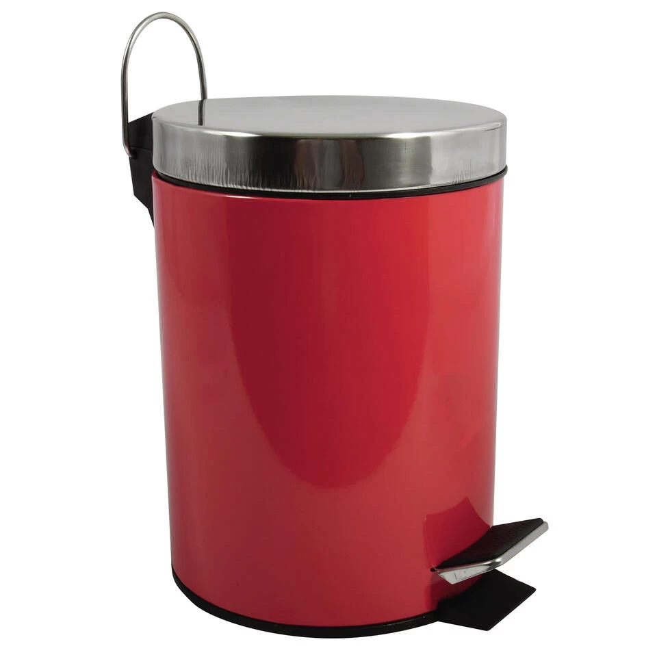 MSV Badkamer/toilet Pedaalemmer - Rood - 3 Liter - 17 X 25 Cm