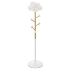 Atmosphera Kapstok - Beige/wit - MDF Hout - 5 Haaks - 35 X 135 Cm
