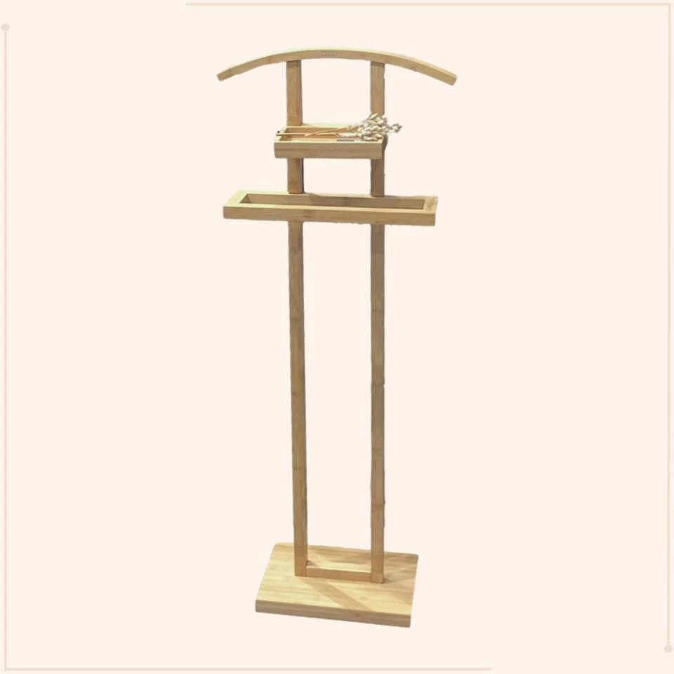 MISOU Dressboy Kledingstandaard Kledinghouder Bamboe Hout 44.8x22.2x114.2 Cm - Afbeelding 2