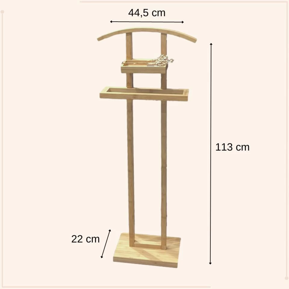 MISOU Dressboy Kledingstandaard Kledinghouder Bamboe Hout 44.8x22.2x114.2 Cm - Afbeelding 3