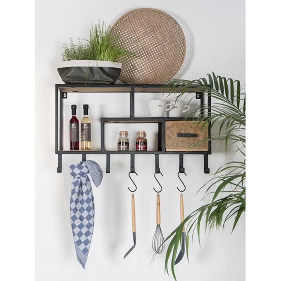 Decor 88 Elco Wandrek Industrieel Met 7 Haken - 22x80x45,5 Cm - Afbeelding 2