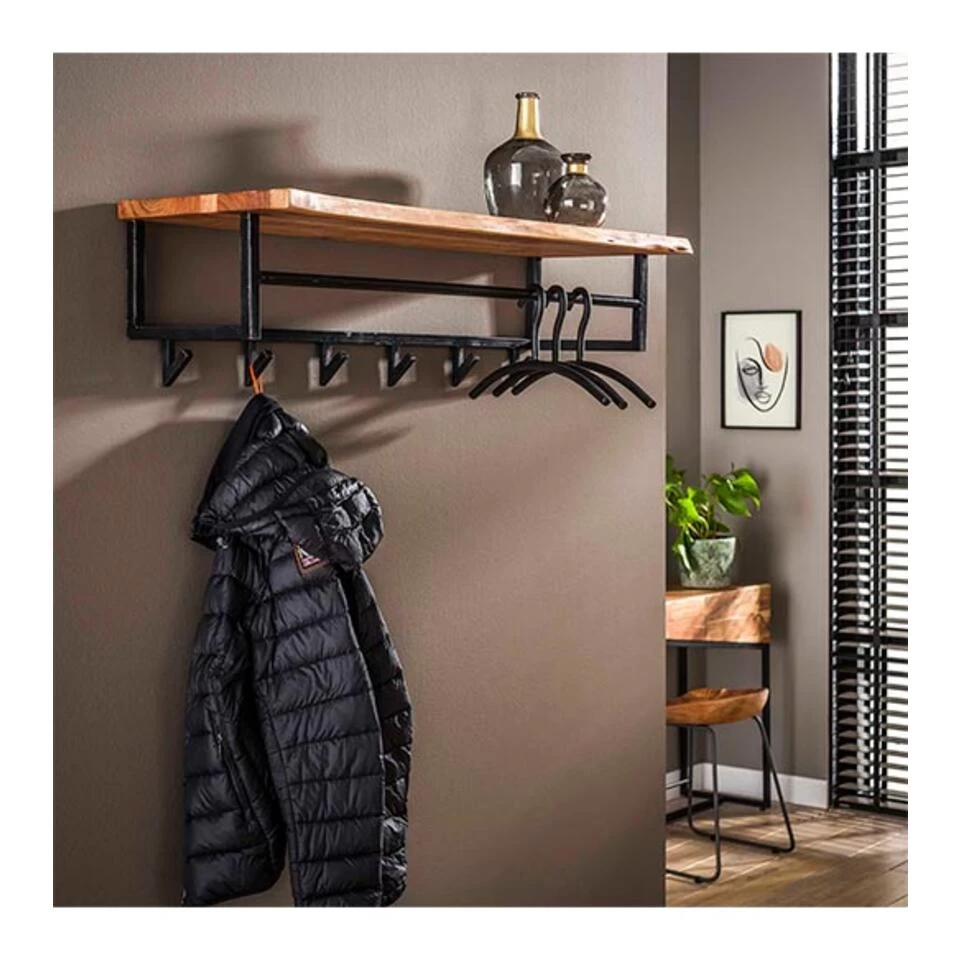 Stockton Kapstok Industrieel Met Haken - 33X100x27 Cm - Afbeelding 2