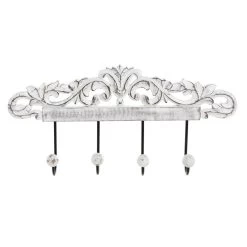 Items Kapstok Rek Voor Wand/muur - Wit - 4x Ophanghaken - 40 Cm