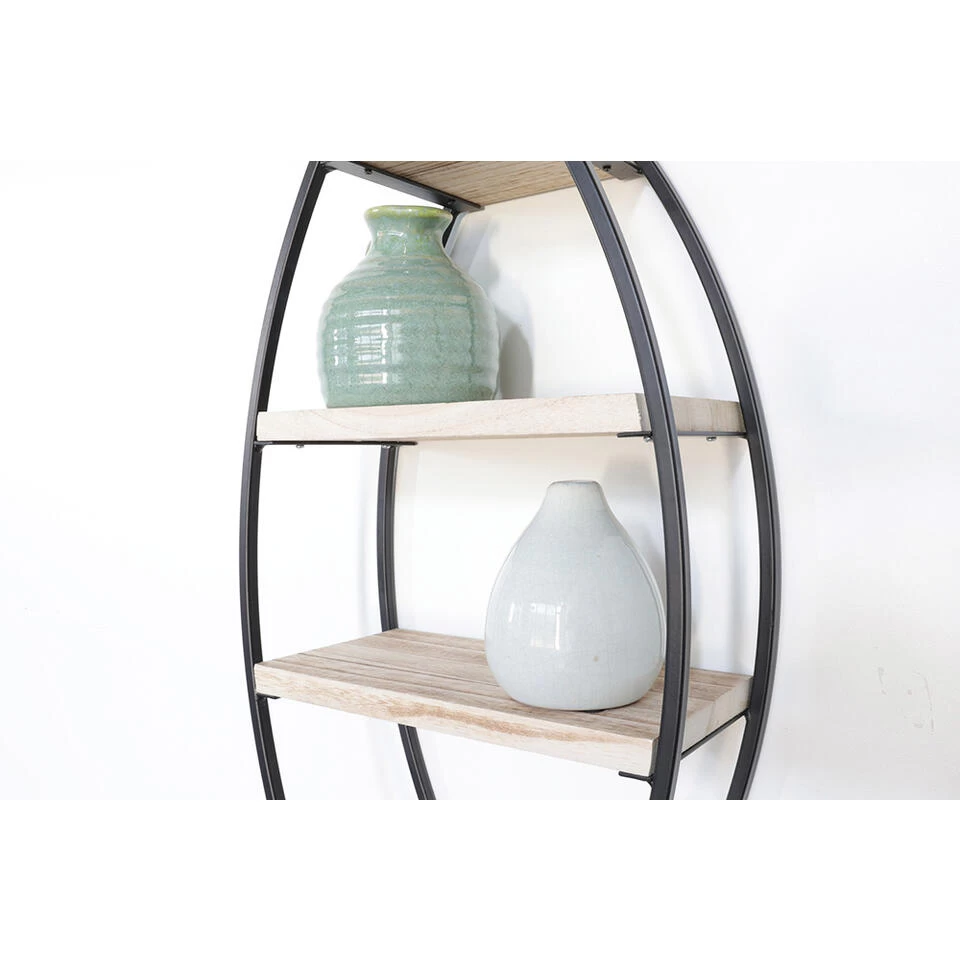 Wandrek Ovaal Met 4 Houten Plankjes - 26x60 Cm - Afbeelding 2