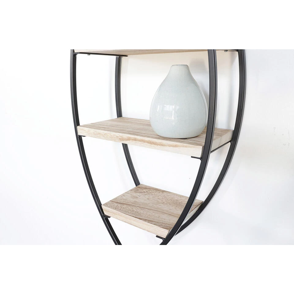 Wandrek Ovaal Met 4 Houten Plankjes - 26x60 Cm - Afbeelding 3