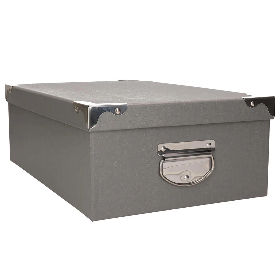 5Five Opbergdoos/box - Grijs - L36 X B24.5 X H12.5 Cm - Stevig Karton