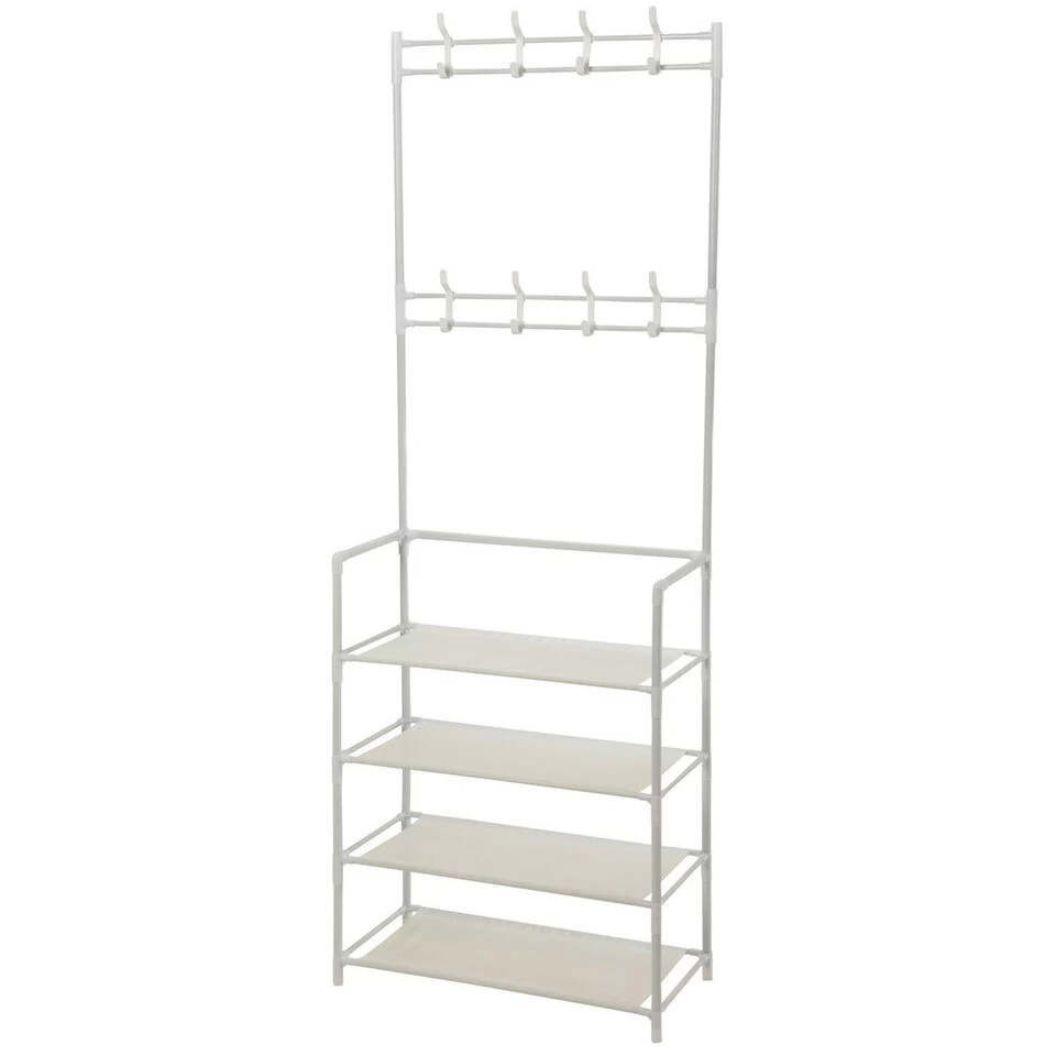 Storage Solutions Kledingrek - 60 X 26 X 155 Cm - Metaal - Wit