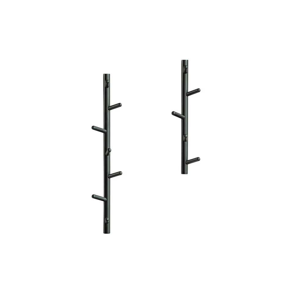 WOOOD Marrit Kapstok 7 Haaks - Hout - Zwart - Set Van 2 - Afbeelding 3