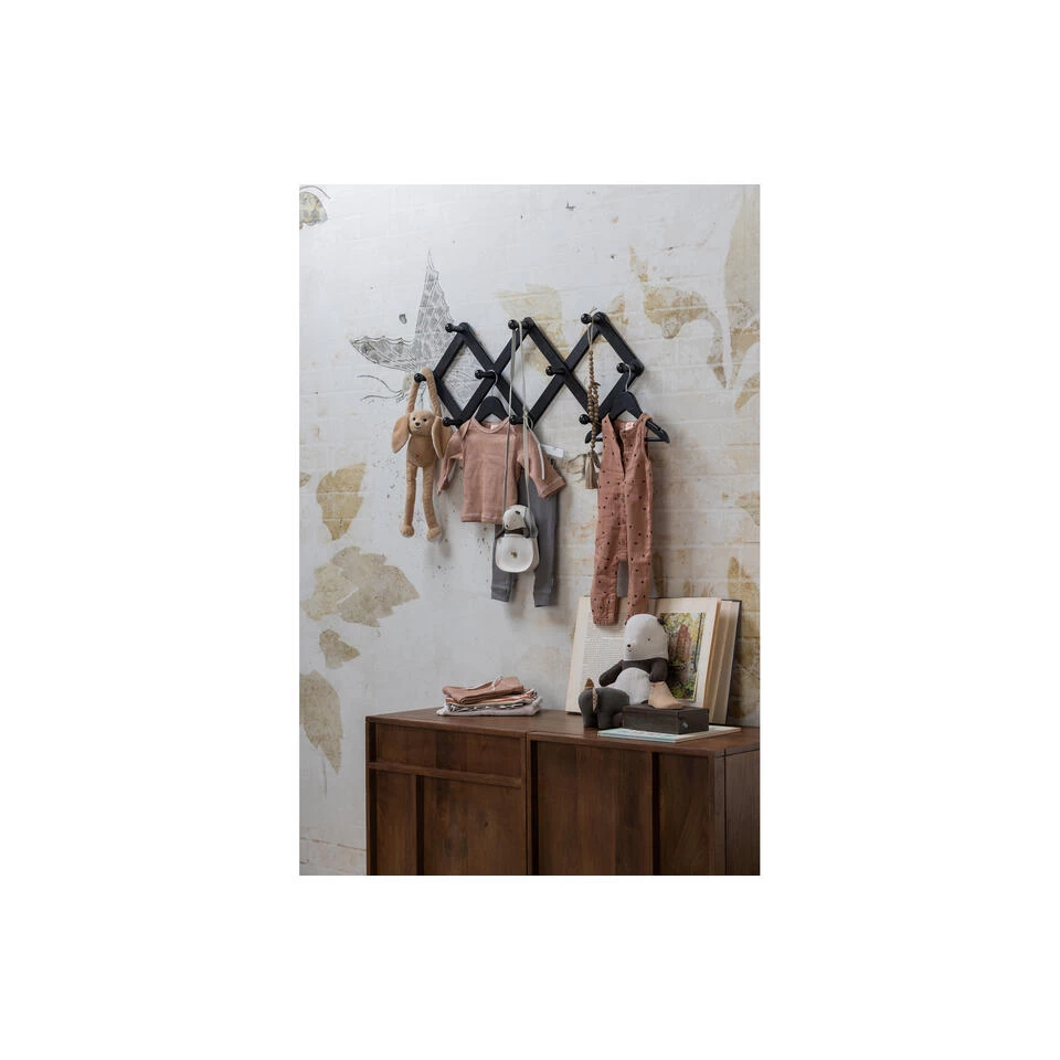 WOOOD Levin Gevouwen Kapstok - Hout - Zwart - Set Van 2 - Afbeelding 2