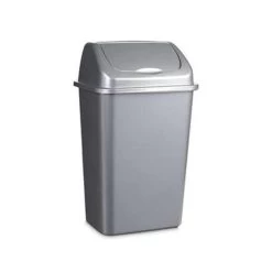 Forte Plastics Prullenbak - Zilver - Vuilnisbak Met Deksel - 15 L