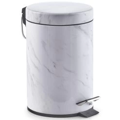 Zeller Pedaalemmer - Wit - Marmerprint - 3 L
