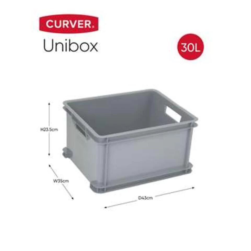 Curver Unibox Classic Opbergbox L - 3x30L - 43x35x23,5cm - Grijs - Afbeelding 3