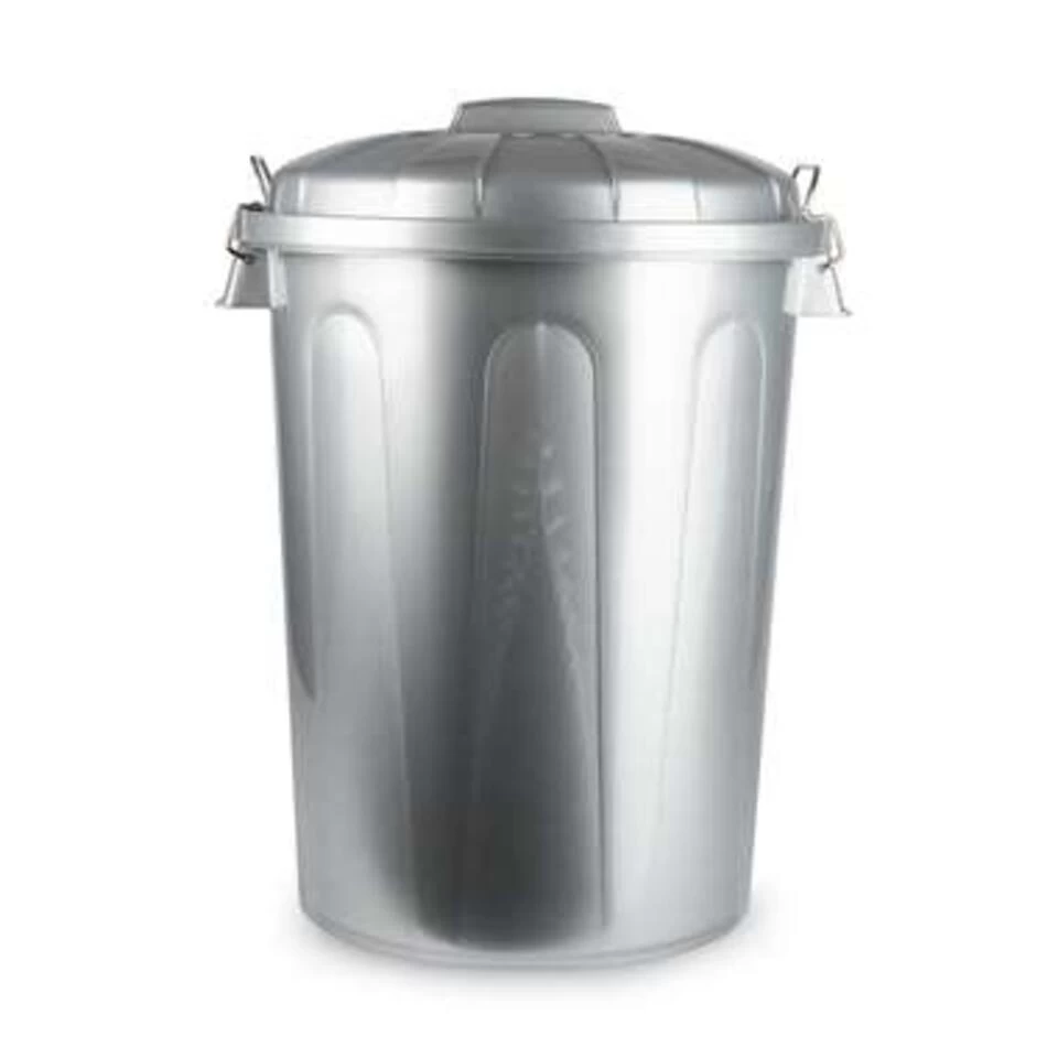 Forte Plastics Afvalbak - Zilverkleurig - Afvalemmer Met Deksel - 70l