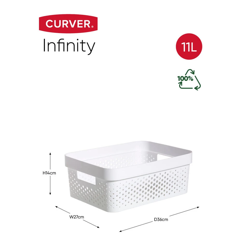 Curver Infinity Recycled Dots Opbergbox - 11L - 3 Stuks - Wit - Afbeelding 2