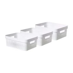 Curver Infinity Recycled Dots Opbergbox - 11L - 3 Stuks - Wit