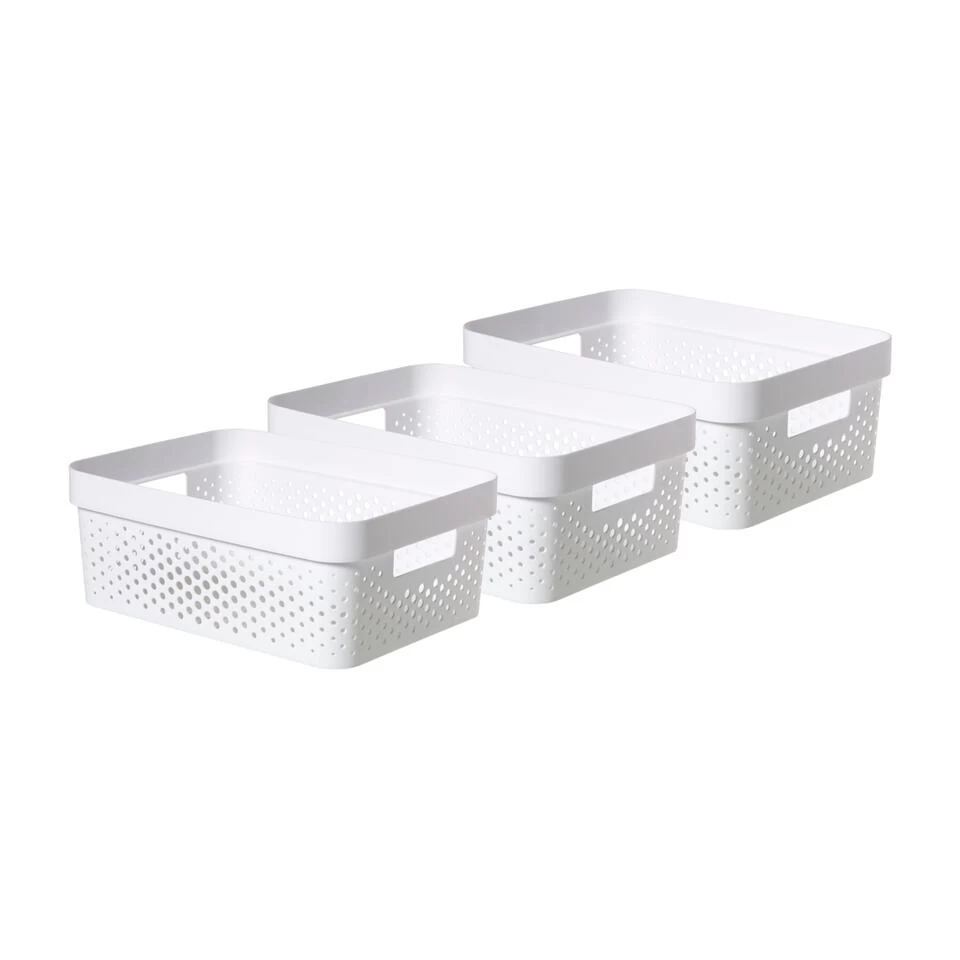 Curver Infinity Recycled Dots Opbergbox - 11L - 3 Stuks - Wit