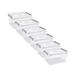 Curver Handy+ Opbergbox - 15L - 6 Stuks - Transparant Met Deksel