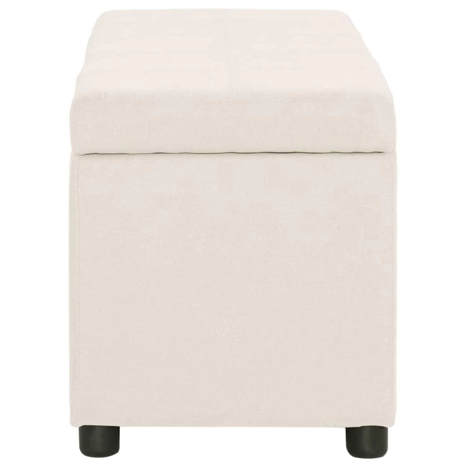 VidaXL Bankje Met Opbergvak 116 Cm Polyester Crème - Afbeelding 2