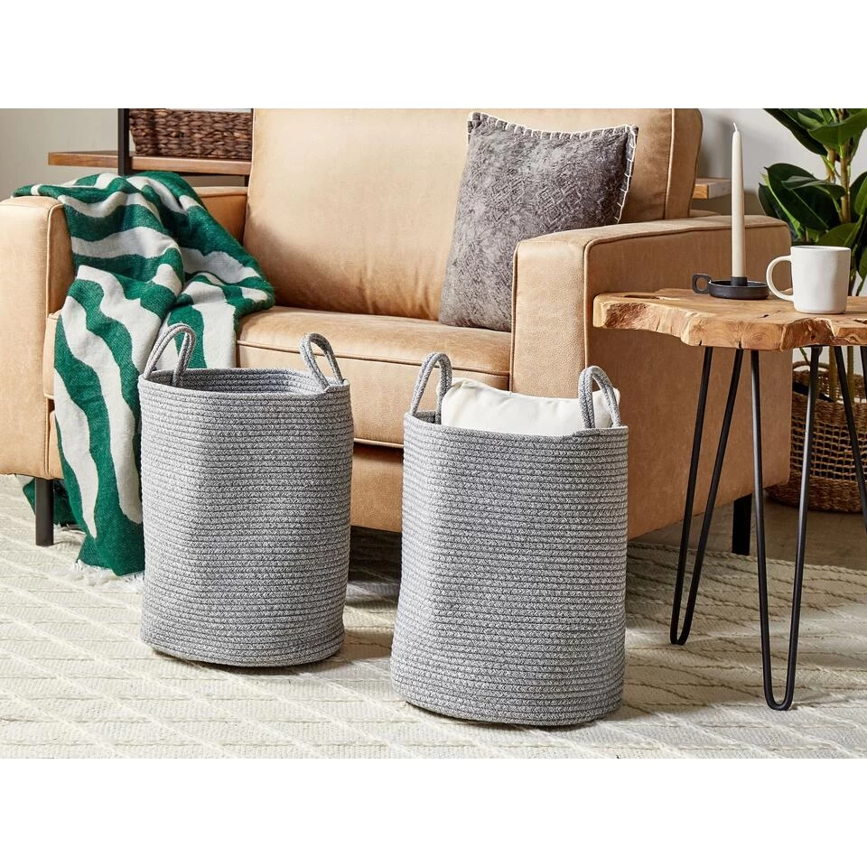 Beliani Mand SARYK - Grijs Katoen - Afbeelding 2