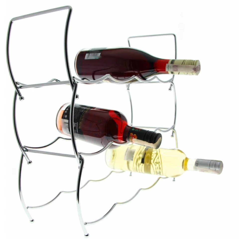 Svenska Living Wijnrek - 12 Flessen - Chrome - Metaal - 43 X 42 Cm - Afbeelding 3