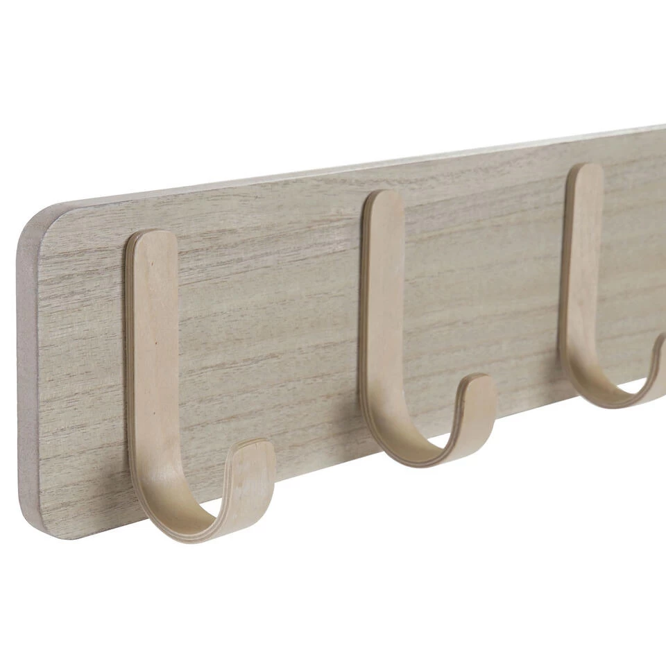 Items Wandkapstok - 4-haaks - Hout - Kapstok - 48 Cm - Afbeelding 3