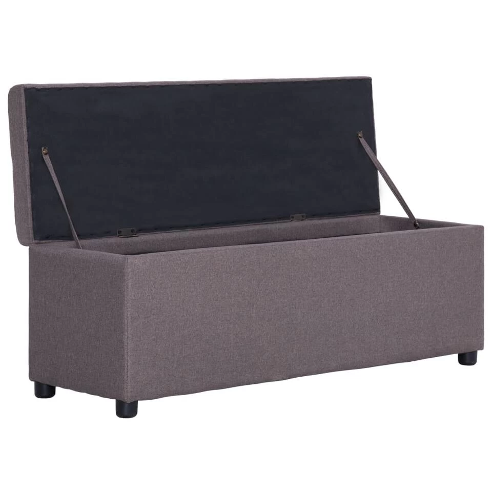 VidaXL Bankje Met Opbergvak 116 Cm Polyester Taupe - Afbeelding 4