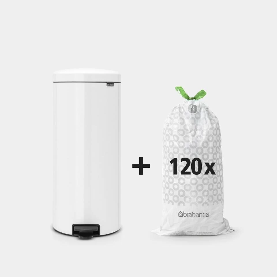 Brabantia Newicon Pedaalemmer White 30L + 120 Zakken - Afbeelding 2