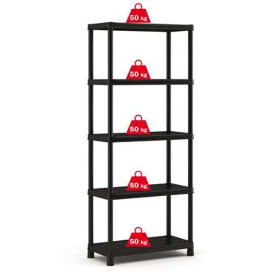 Keter Plus Stellingrek 80/5 - 5 Planken - 80x40x187 Cm - Zwart - Afbeelding 2