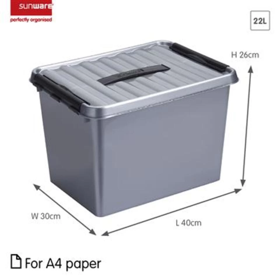 Q-line Opbergbox 22L Metaal Zwart - Afbeelding 2