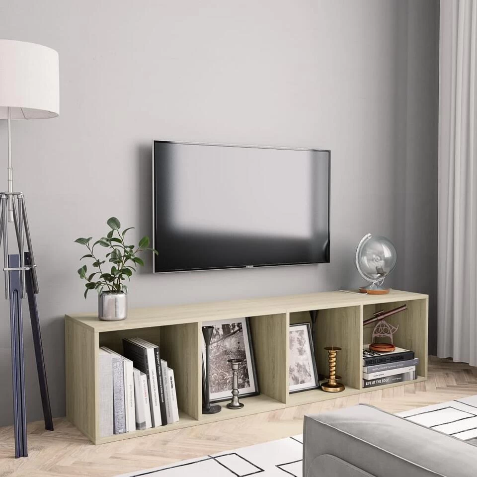 VidaXL Boekenkast/tv-meubel 143x30x36 Cm Sonoma Eikenkleurig - Afbeelding 2