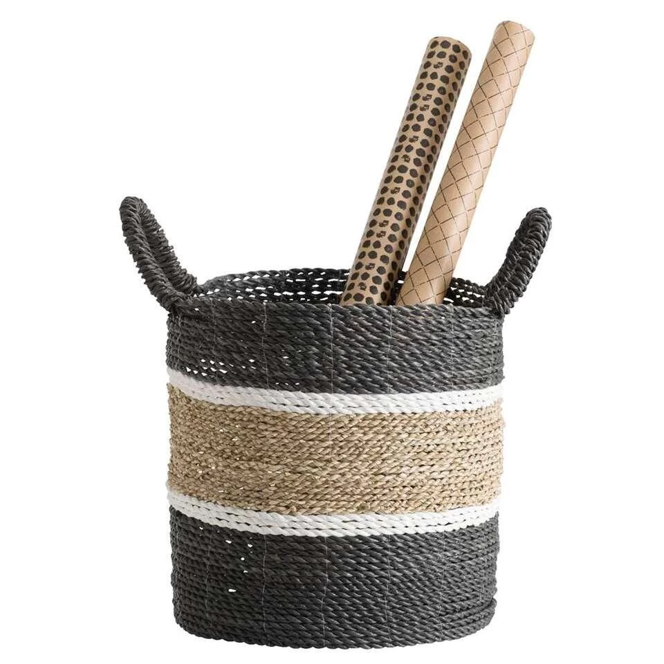 Mand Bologna - Naturel/zwart/wit - 35xØ33 Cm - Afbeelding 2