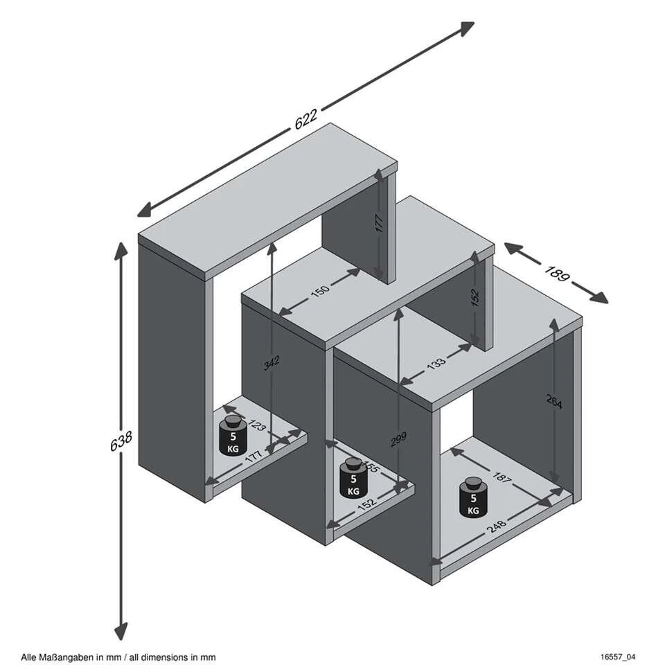 Wandrek Fibi - Eikenkleur - 65,5x64x19 Cm - Afbeelding 3