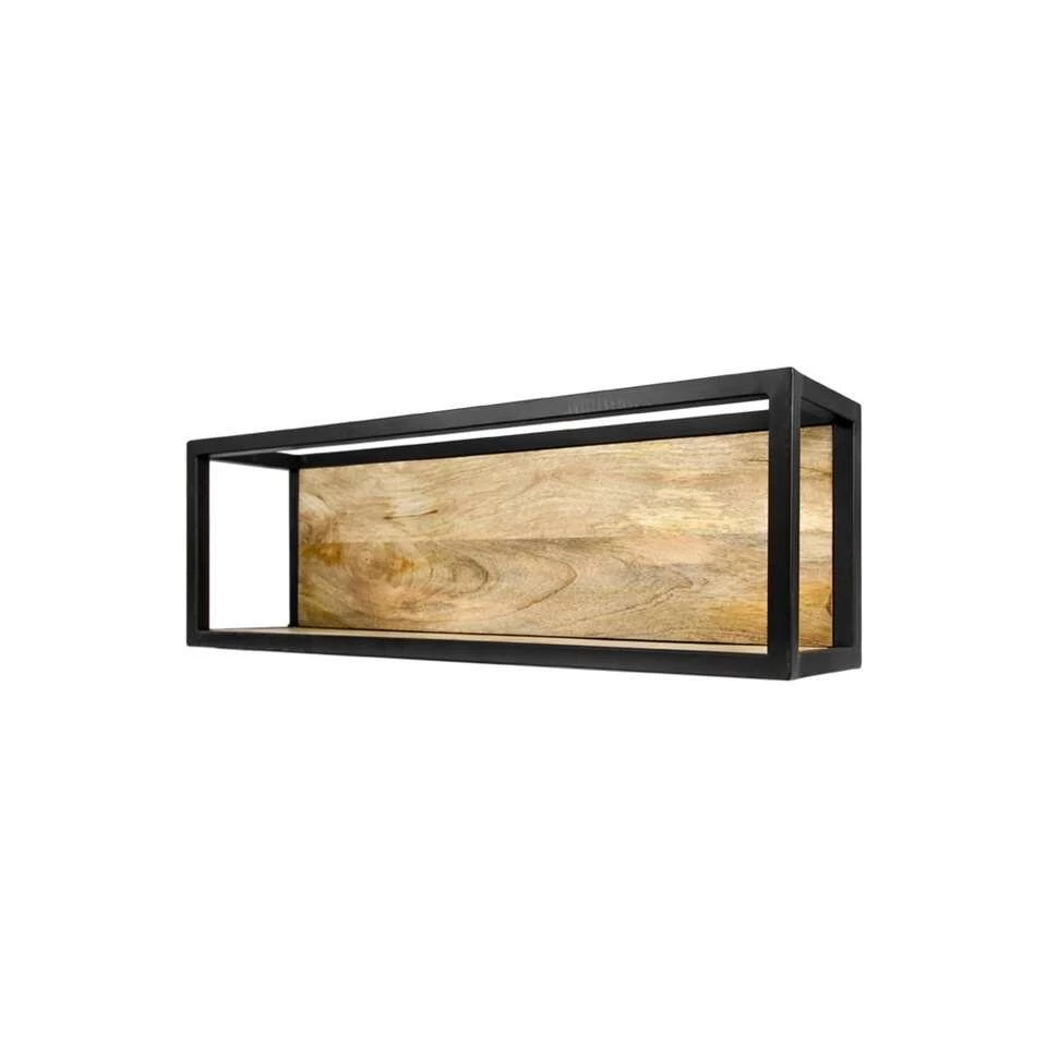 HSM Collection Wandbox Levels - Naturel/zwart - 75x18x25 Cm - Afbeelding 2