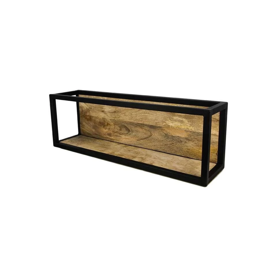 HSM Collection Wandbox Levels - Naturel/zwart - 75x18x25 Cm - Afbeelding 3