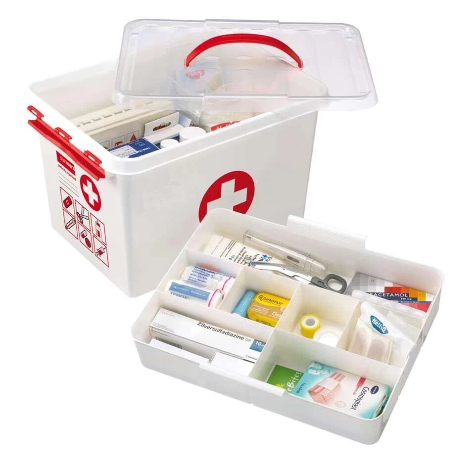 Stapelbare Q-line Opbergbox EHBO 22 Liter - Wit/rood - 26x30x40 Cm - Afbeelding 4