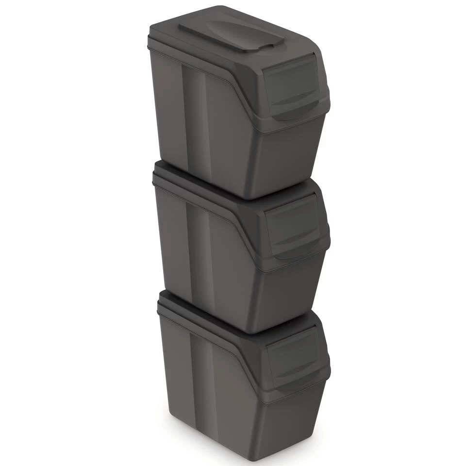 Prosperplast Afvalscheidingsbak - 3 St - Grijs - Kunststof - 20 L - Afbeelding 2