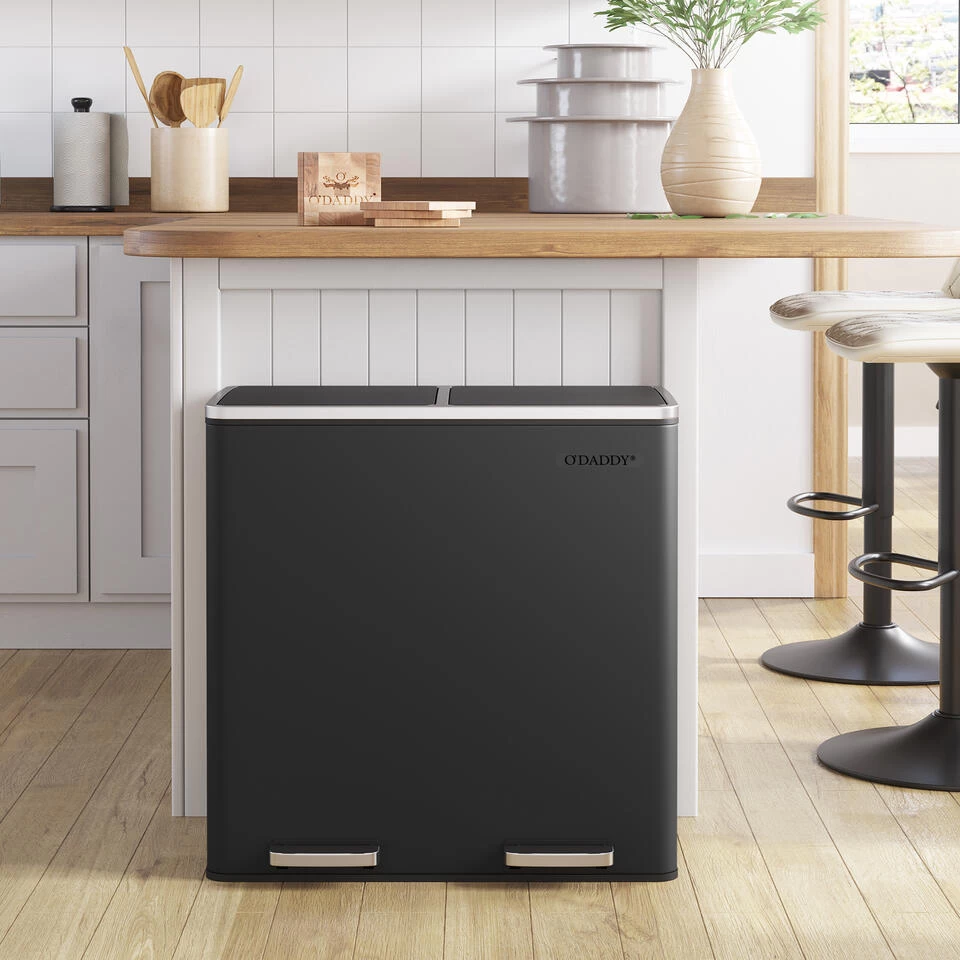 O'DADDY® Prullenbak Afvalscheiding - Vuilnisbak 60L (2x 30) - 59x65x32 - Afbeelding 3