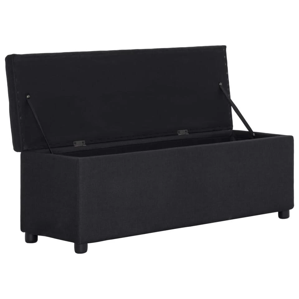 VidaXL Bankje Met Opbergvak 116 Cm Polyester Zwart - Afbeelding 4