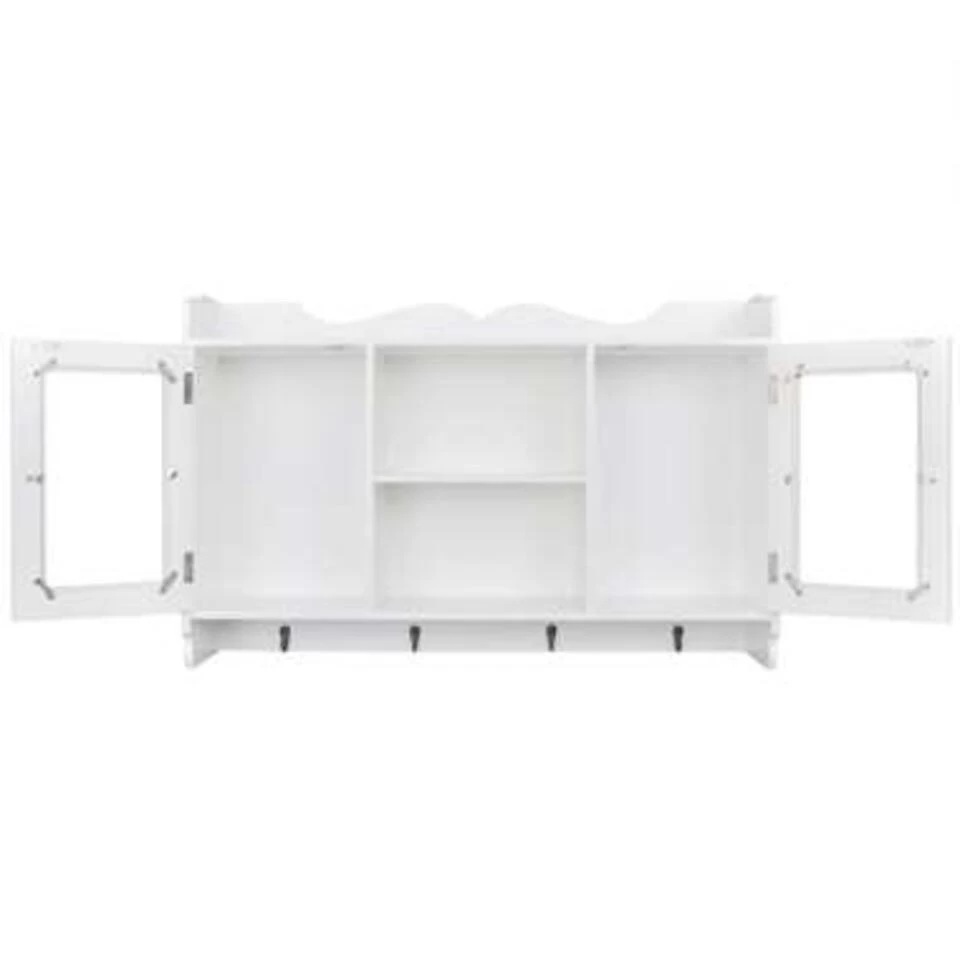 VIDAXL Vitrinekast Met Boekenplank Wit MDF - Afbeelding 4