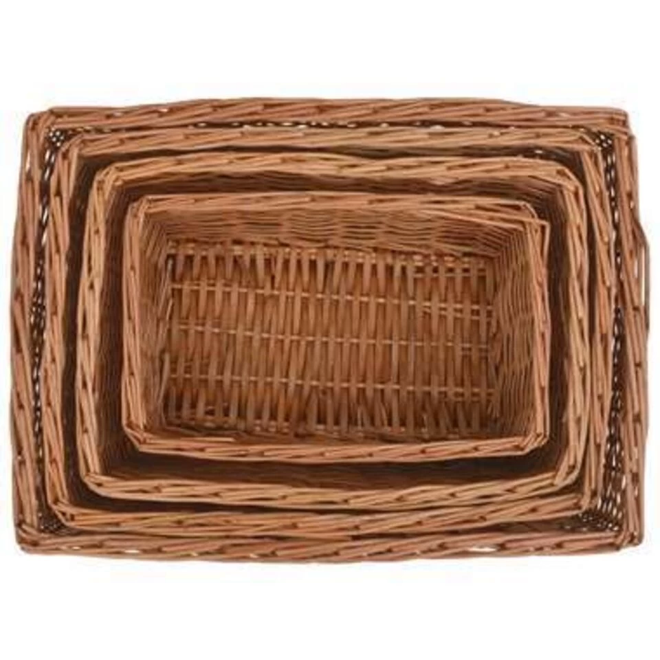 VidaXL 4-delige Mandenset Stapelbaar Wilgen Bruin 56.5 X 41 X 21.5 Cm - Afbeelding 3