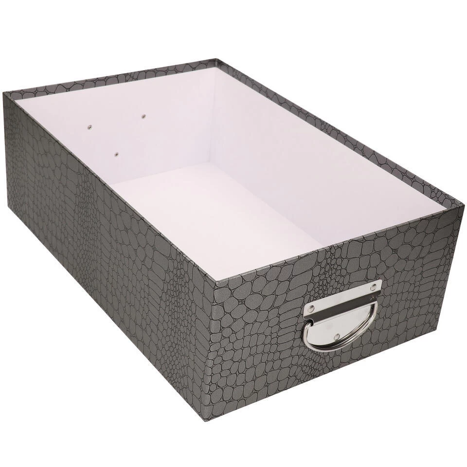 5Five Opbergdoos/box - Zilver - L44 X B31 X H15 Cm - Stevig Karton - Afbeelding 2