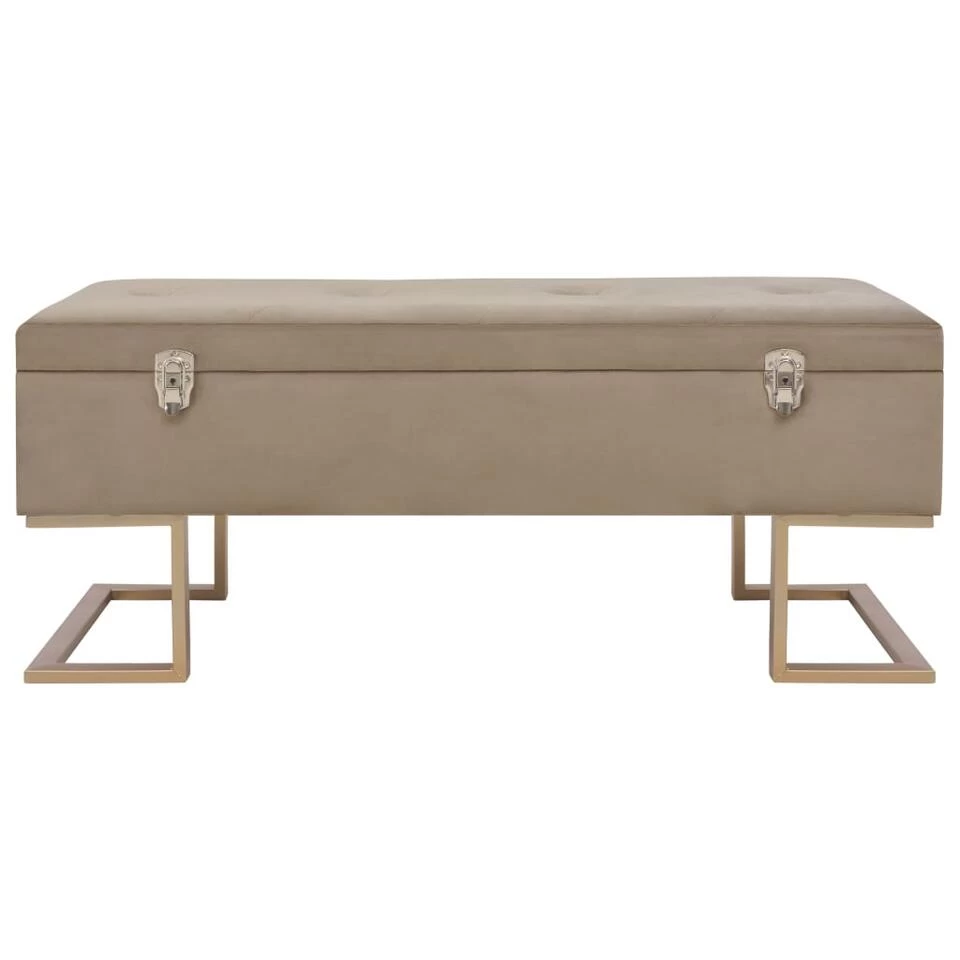 VidaXL Bankje Met Opbergvak 105 Cm Fluweel Beige - Afbeelding 2