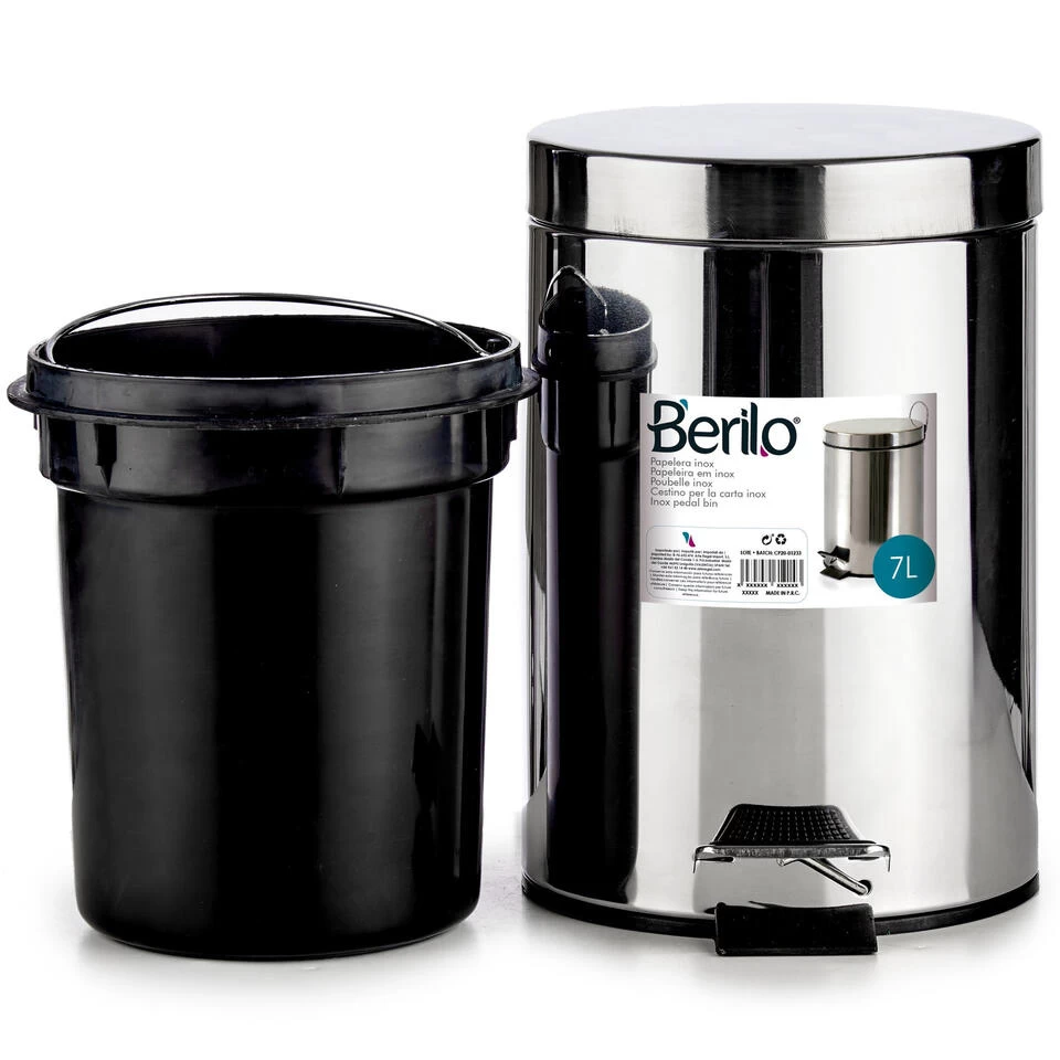 Berilo Pedaalemmer - Zilverkleurig - 7 L - 20 X 31 Cm - Afbeelding 2